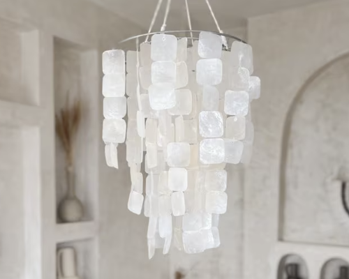 Elegant Mother-of-Pearl Inlaid Chandelier: A Timeless Statement Piece