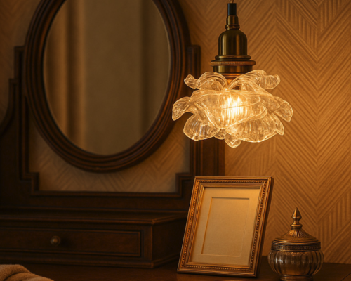 Vintage Rose Glass and Copper Chandelier: Timeless Elegance